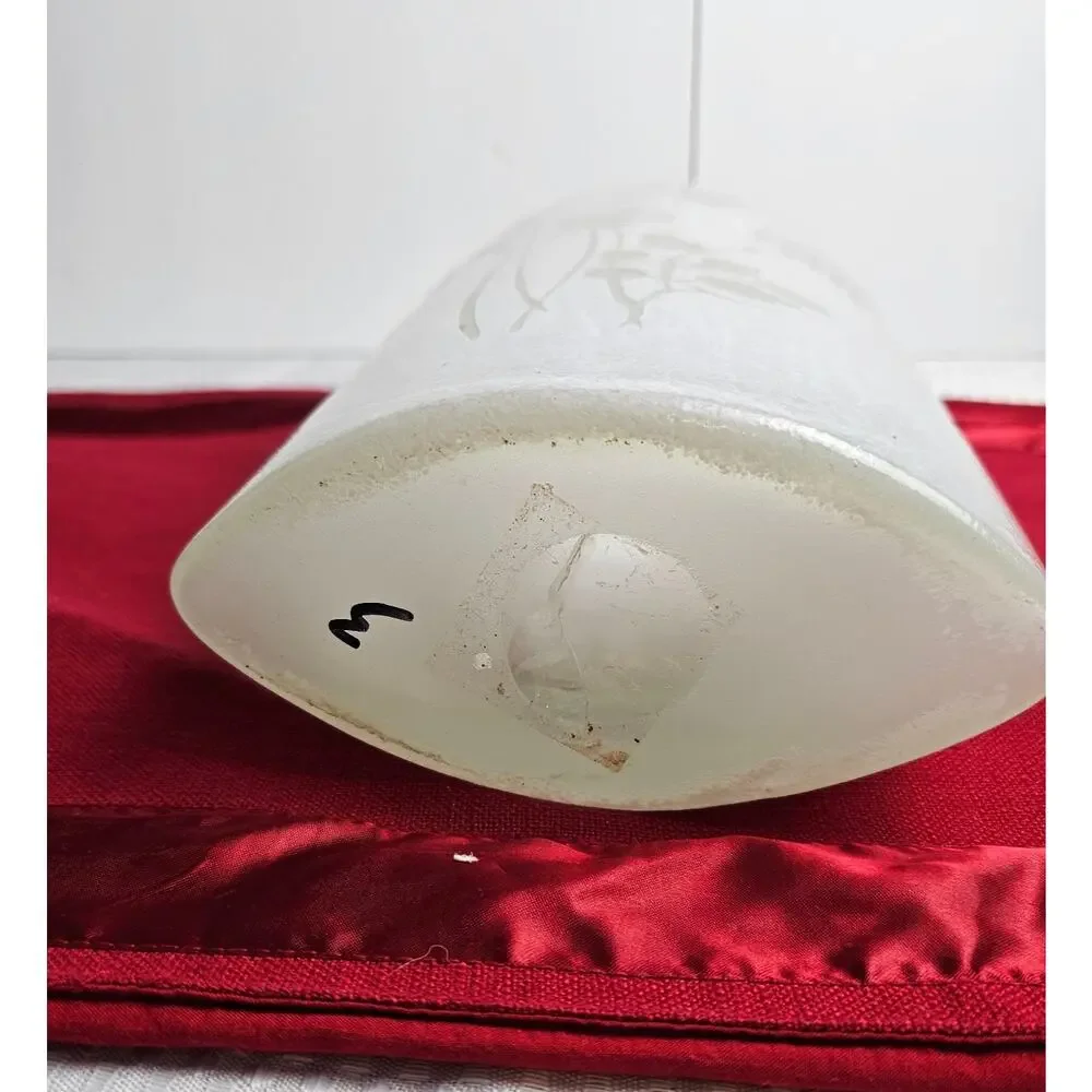 Vintage‎ clear glass soft white floral etched vase.